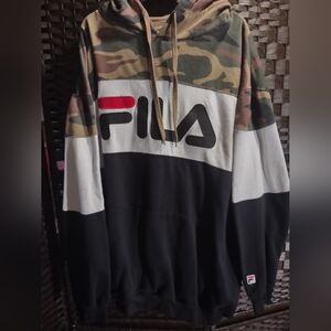 FILA Men's Big and Tall Camouflage White Black Pullover Hoodie Sweatshirt 4XLT